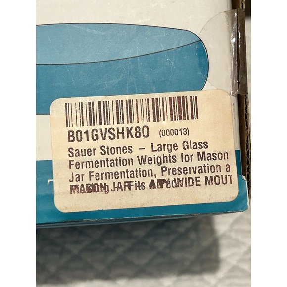 Sauer Stones 4 Clear Glass Wide Mouth Mason Jar Fermentation Weights Open Box - Picture 4 of 6